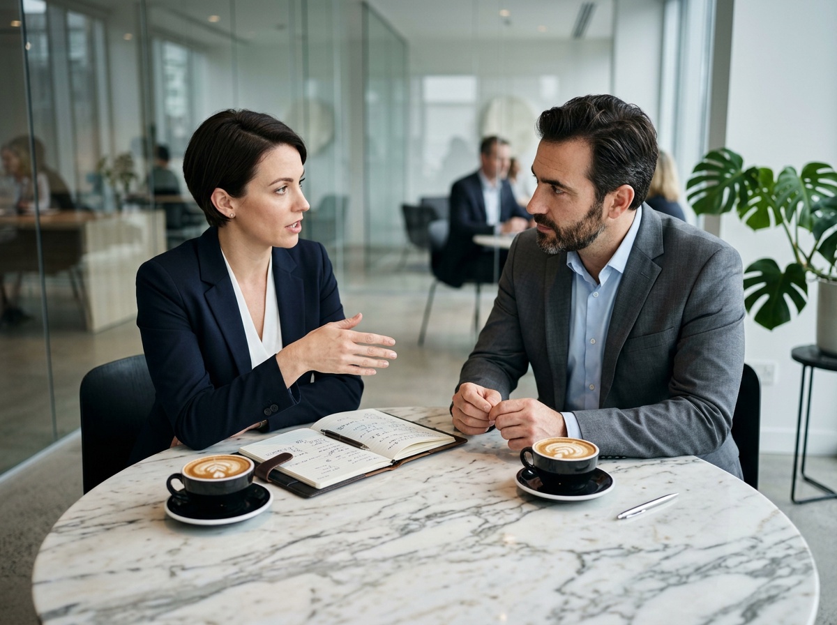 Professional business strategy session over coffee